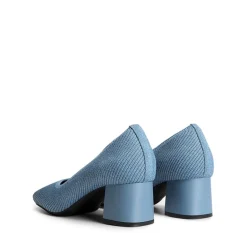 Square Toe Block Heel Knit Pumps