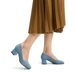 Square Toe Block Heel Knit Pumps