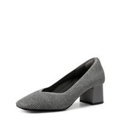 Square Toe Block Heel Knit Pumps