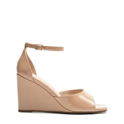 Square-Toe Buckle Strap Wedge Sandals