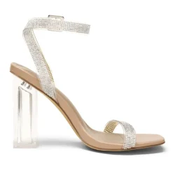 Square Toe Clear Chunky Heel Sandals