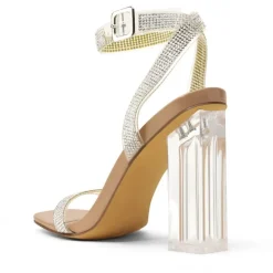 Square Toe Clear Chunky Heel Sandals