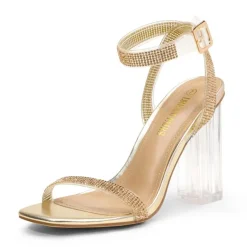 Square Toe Clear Chunky Heel Sandals