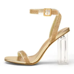 Square Toe Clear Chunky Heel Sandals