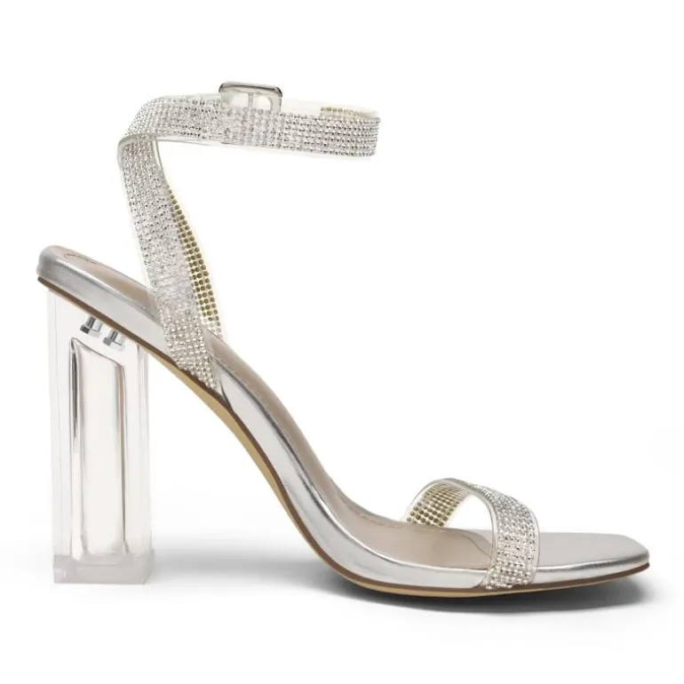 Square Toe Clear Chunky Heel Sandals