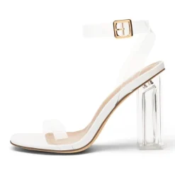 Square Toe Clear Chunky Heel Sandals