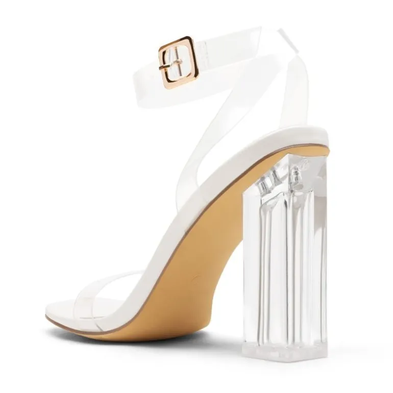 Square Toe Clear Chunky Heel Sandals