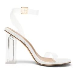 Square Toe Clear Chunky Heel Sandals