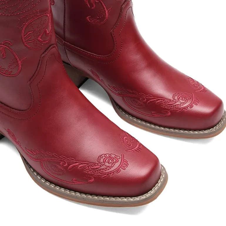 Square Toe Embroidered Cowboy Boots