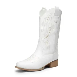 Square Toe Embroidered Cowboy Boots