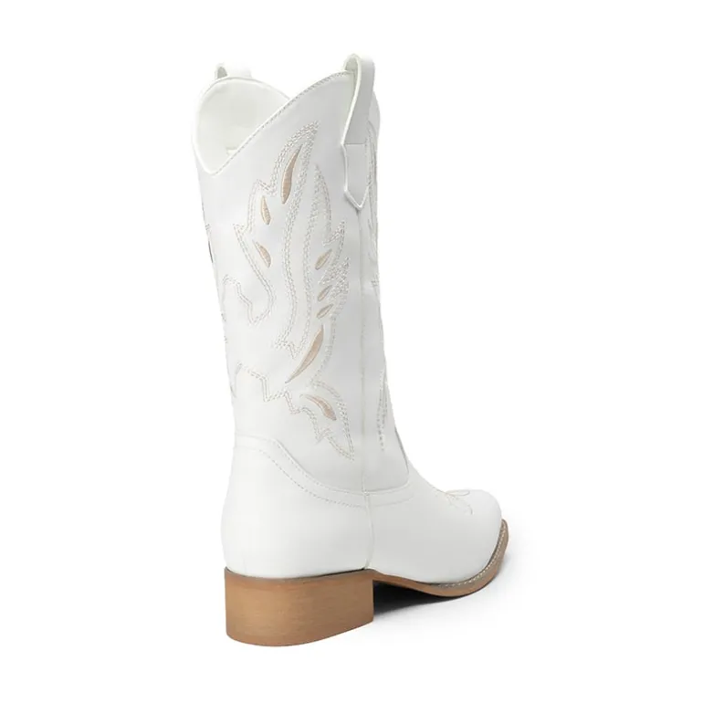 Square Toe Embroidered Cowboy Boots