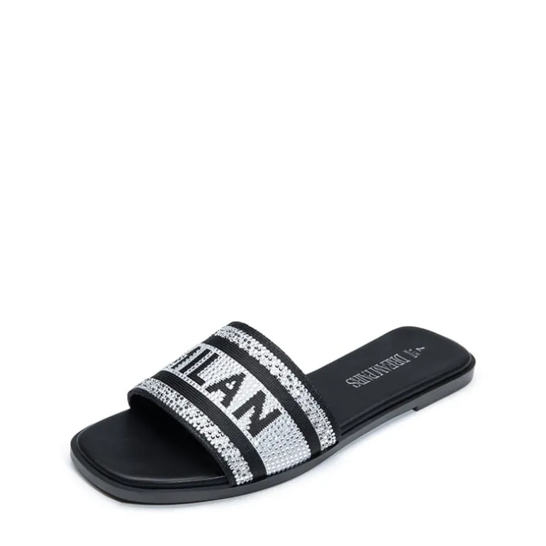 Square Toe Flat Slide Sandals