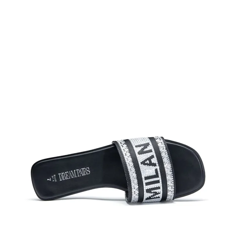 Square Toe Flat Slide Sandals