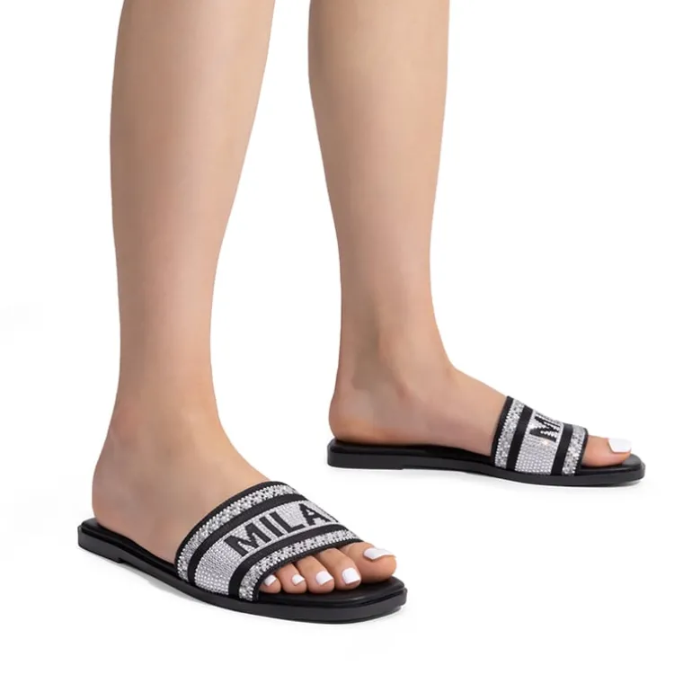 Square Toe Flat Slide Sandals