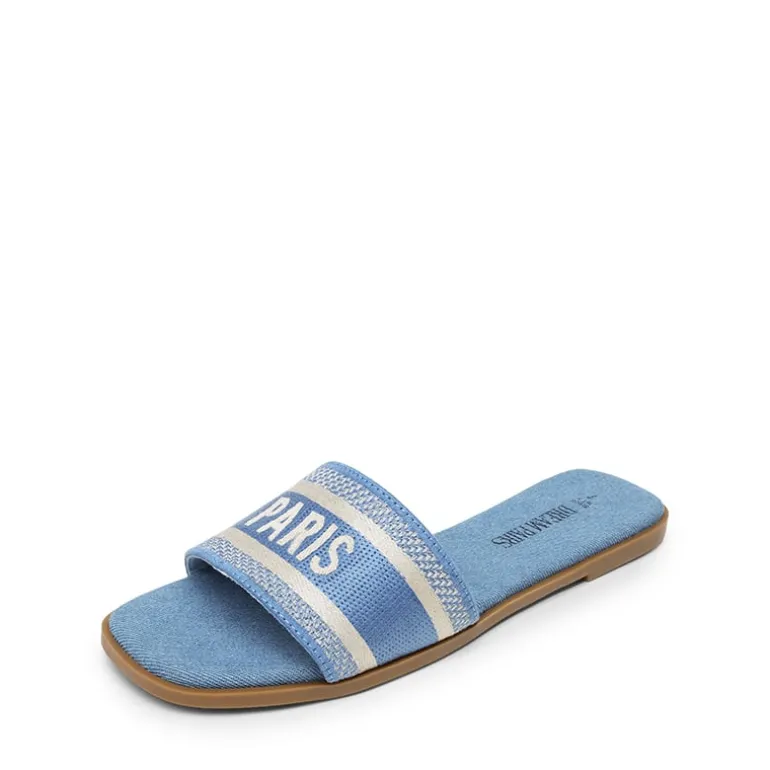 Square Toe Flat Slide Sandals