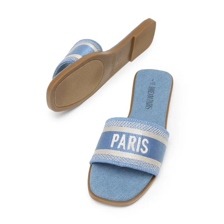 Square Toe Flat Slide Sandals
