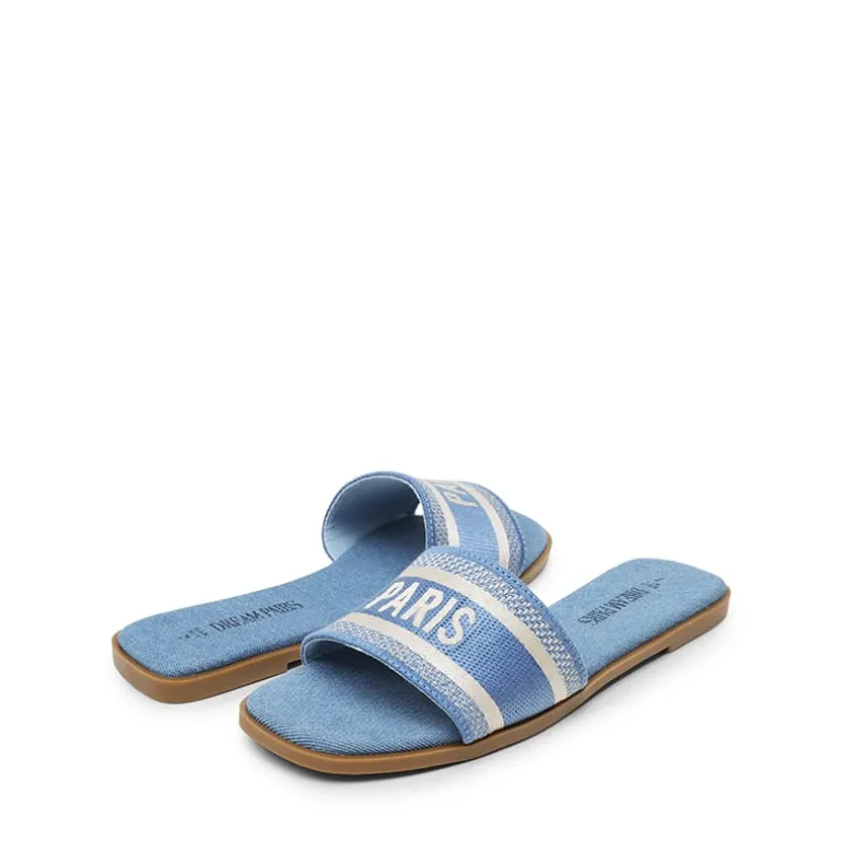 Square Toe Flat Slide Sandals