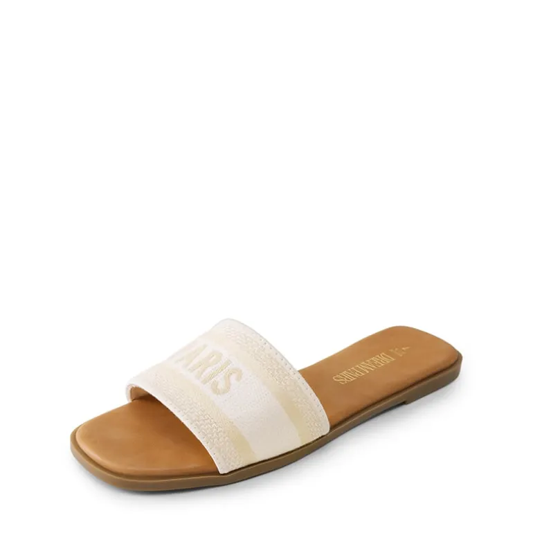 Square Toe Flat Slide Sandals