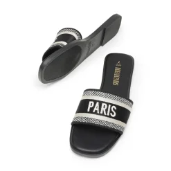 Square Toe Flat Slide Sandals