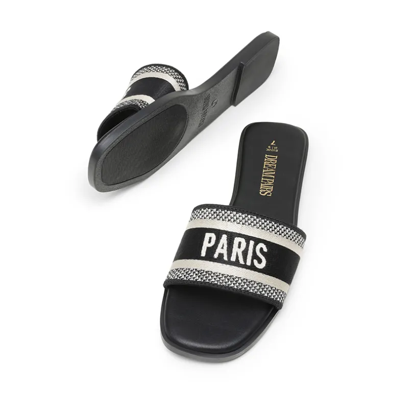 Square Toe Flat Slide Sandals