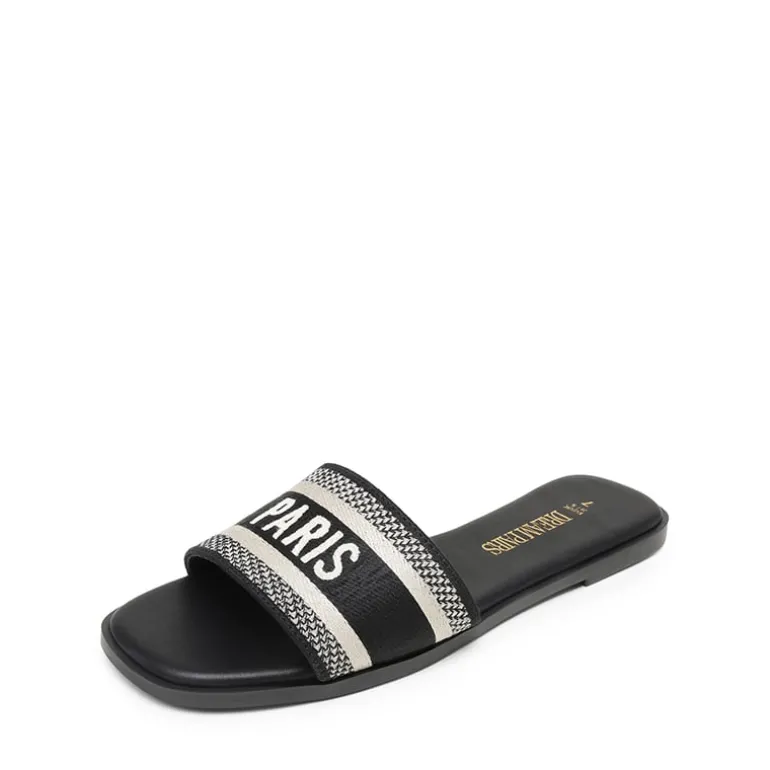 Square Toe Flat Slide Sandals