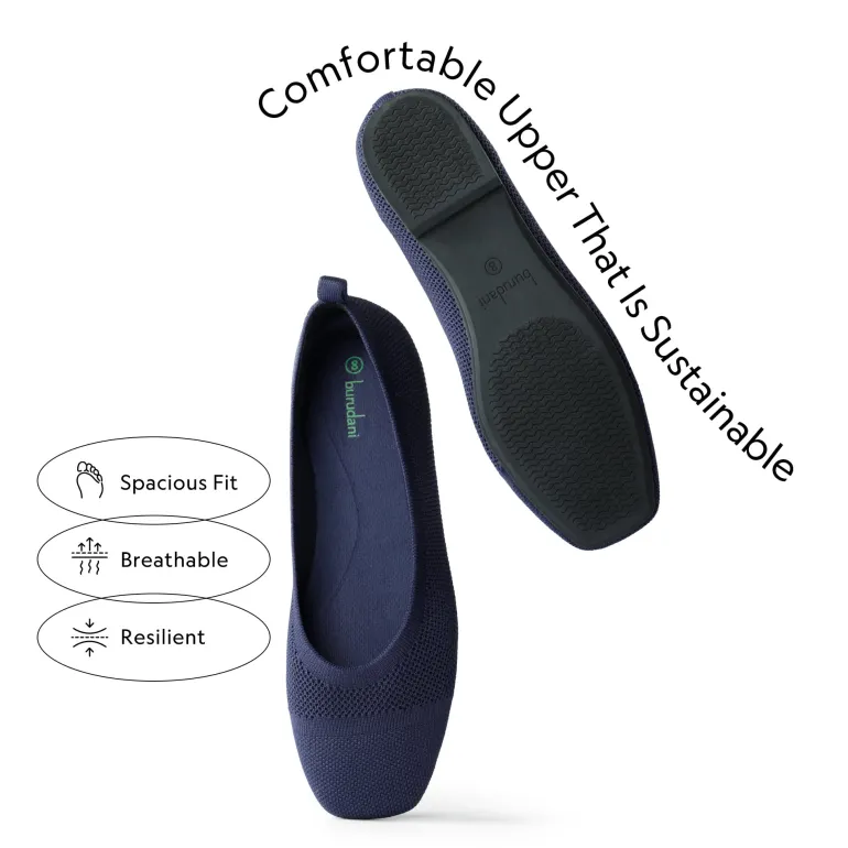 Square Toe Knit Sustainable Flats