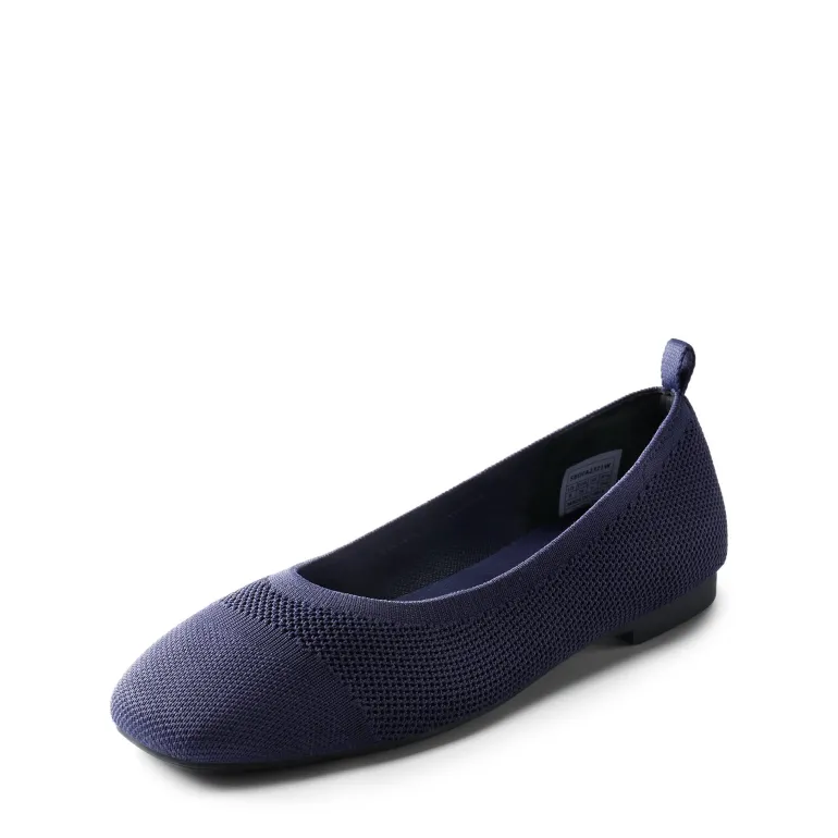 Square Toe Knit Sustainable Flats