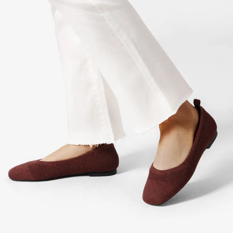 Square Toe Knit Sustainable Flats