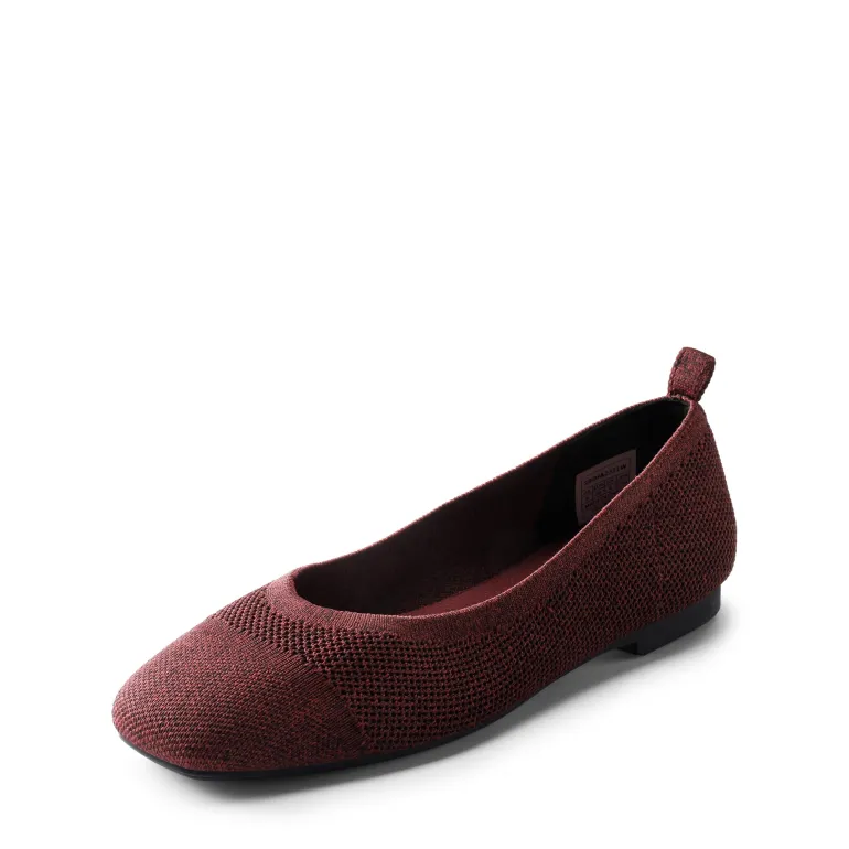 Square Toe Knit Sustainable Flats