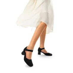 Square Toe Knitted Block Heel Pumps