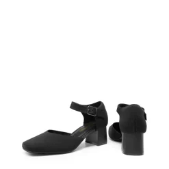 Square Toe Knitted Block Heel Pumps