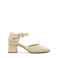 Square Toe Knitted Block Heel Pumps