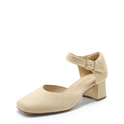 Square Toe Knitted Block Heel Pumps