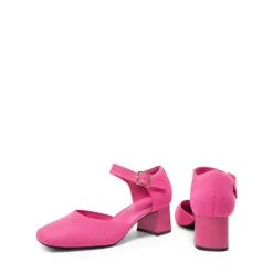 Square Toe Knitted Block Heel Pumps