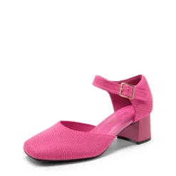 Square Toe Knitted Block Heel Pumps