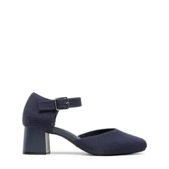Square Toe Knitted Block Heel Pumps