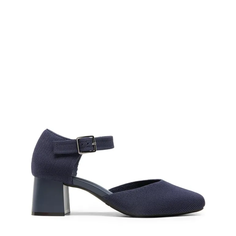Square Toe Knitted Block Heel Pumps