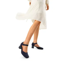 Square Toe Knitted Block Heel Pumps