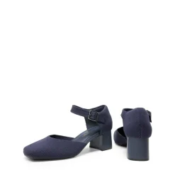 Square Toe Knitted Block Heel Pumps