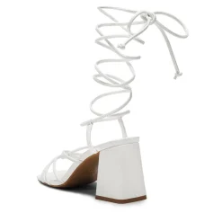 Square Toe Lace Up Block Heel Sandals