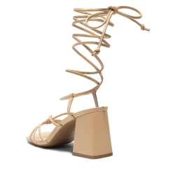 Square Toe Lace Up Block Heel Sandals