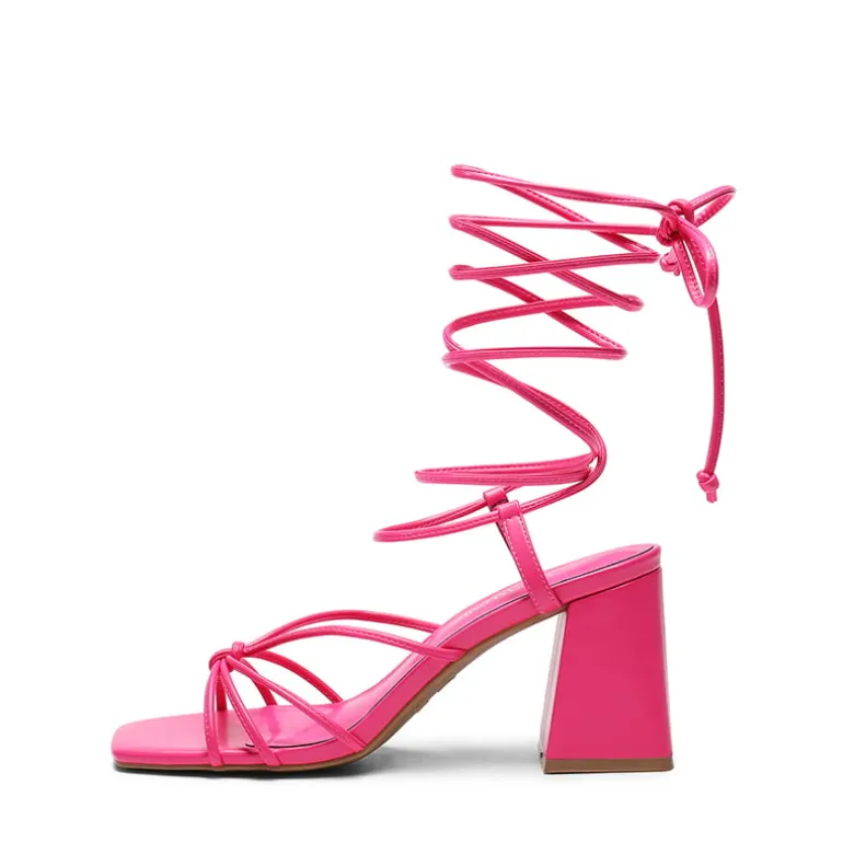 Square Toe Lace Up Block Heel Sandals