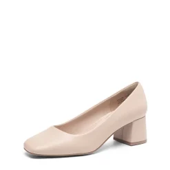 Square Toe Low Chunky Pumps