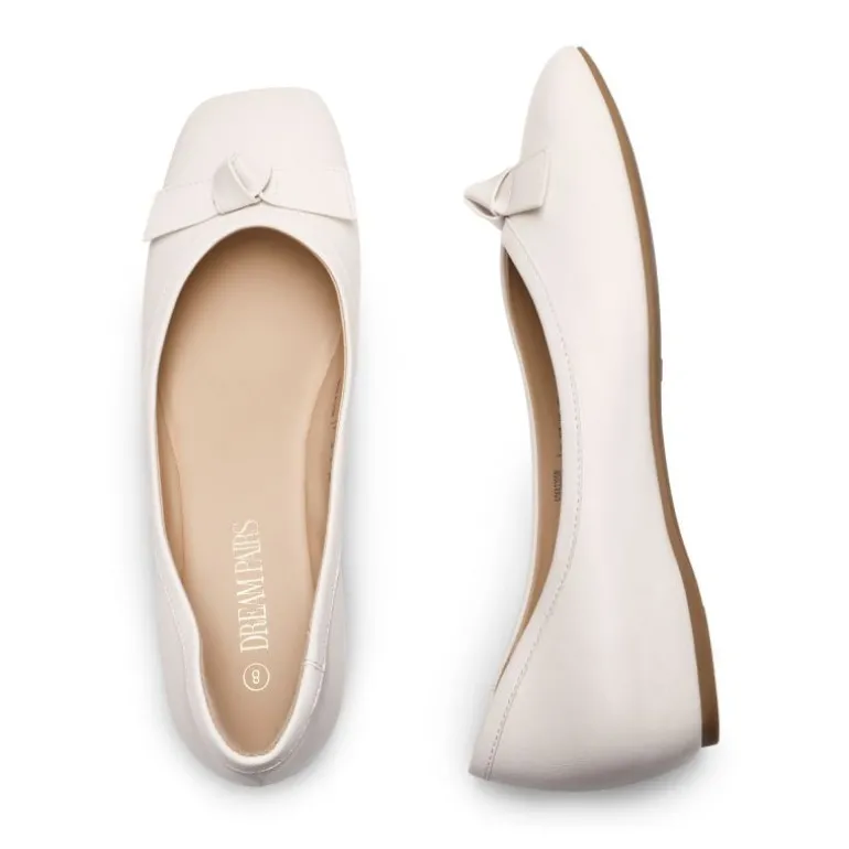 Square Toe Low Wedge Bow Flats