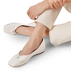 Square Toe Low Wedge Bow Flats