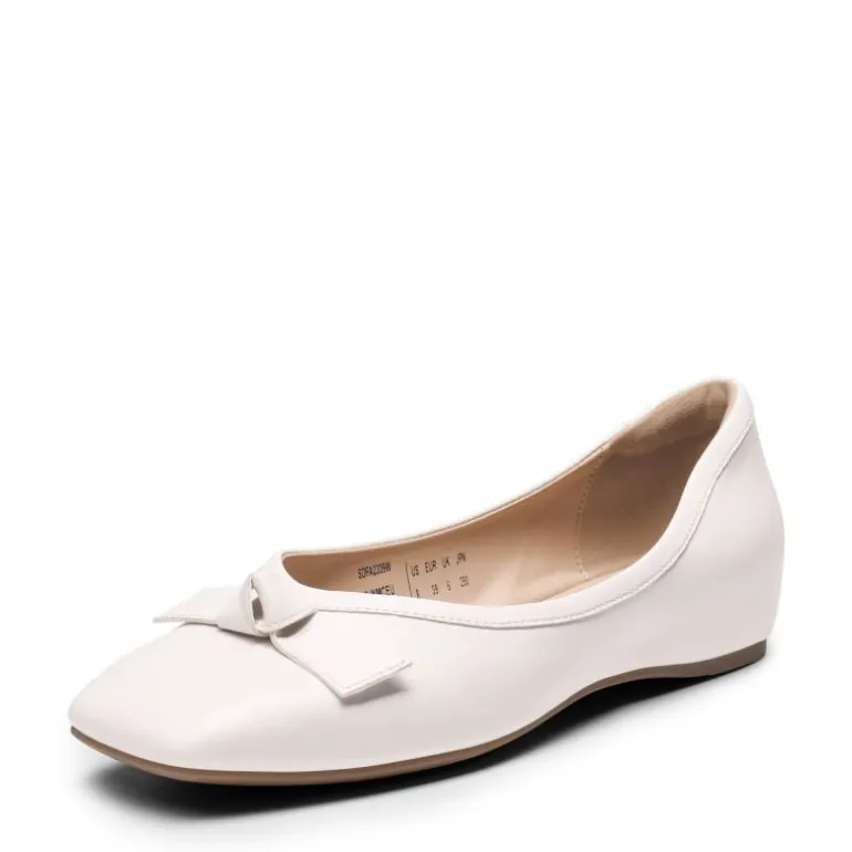 Square Toe Low Wedge Bow Flats