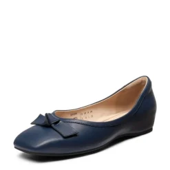 Square Toe Low Wedge Bow Flats