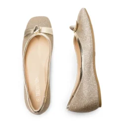 Square Toe Low Wedge Bow Flats