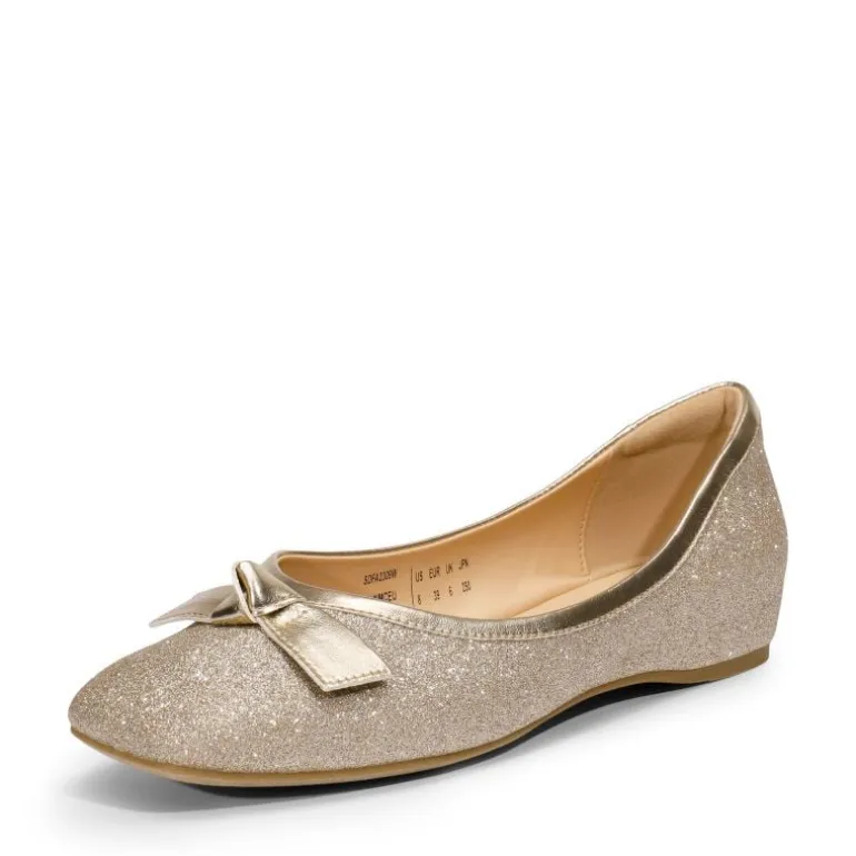 Square Toe Low Wedge Bow Flats