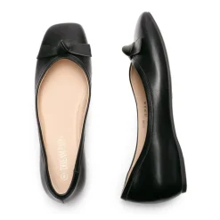 Square Toe Low Wedge Bow Flats